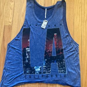 Blue LA Graphic Tank Top Brand New